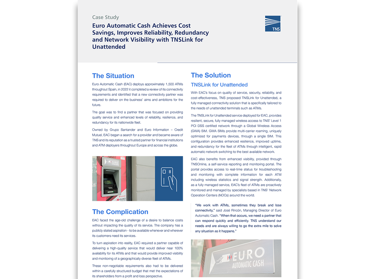 EAC Cut Costs, Improves ATM Availability with ۶Ƶ, Use Case